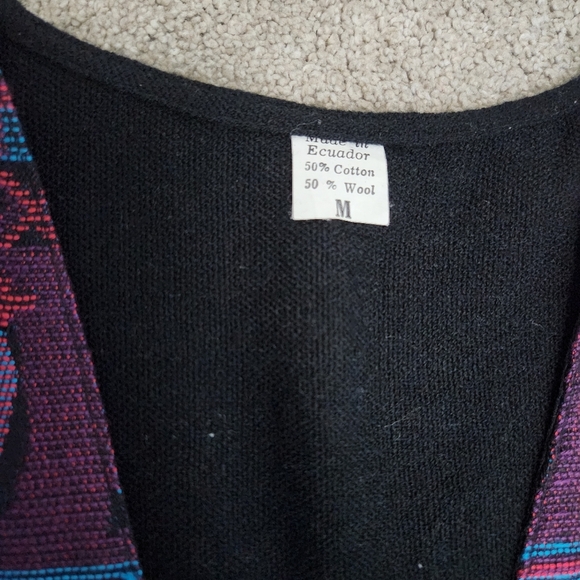 Vest Vintage Woven Tapestry Wool Cotton Galapagos Tortoise Penguin Iguana Size M - Picture 12 of 12